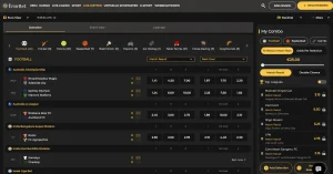 Live-Sportwettenbereich von EmirBet mit Ereigniszeilen und Quotenfeldern